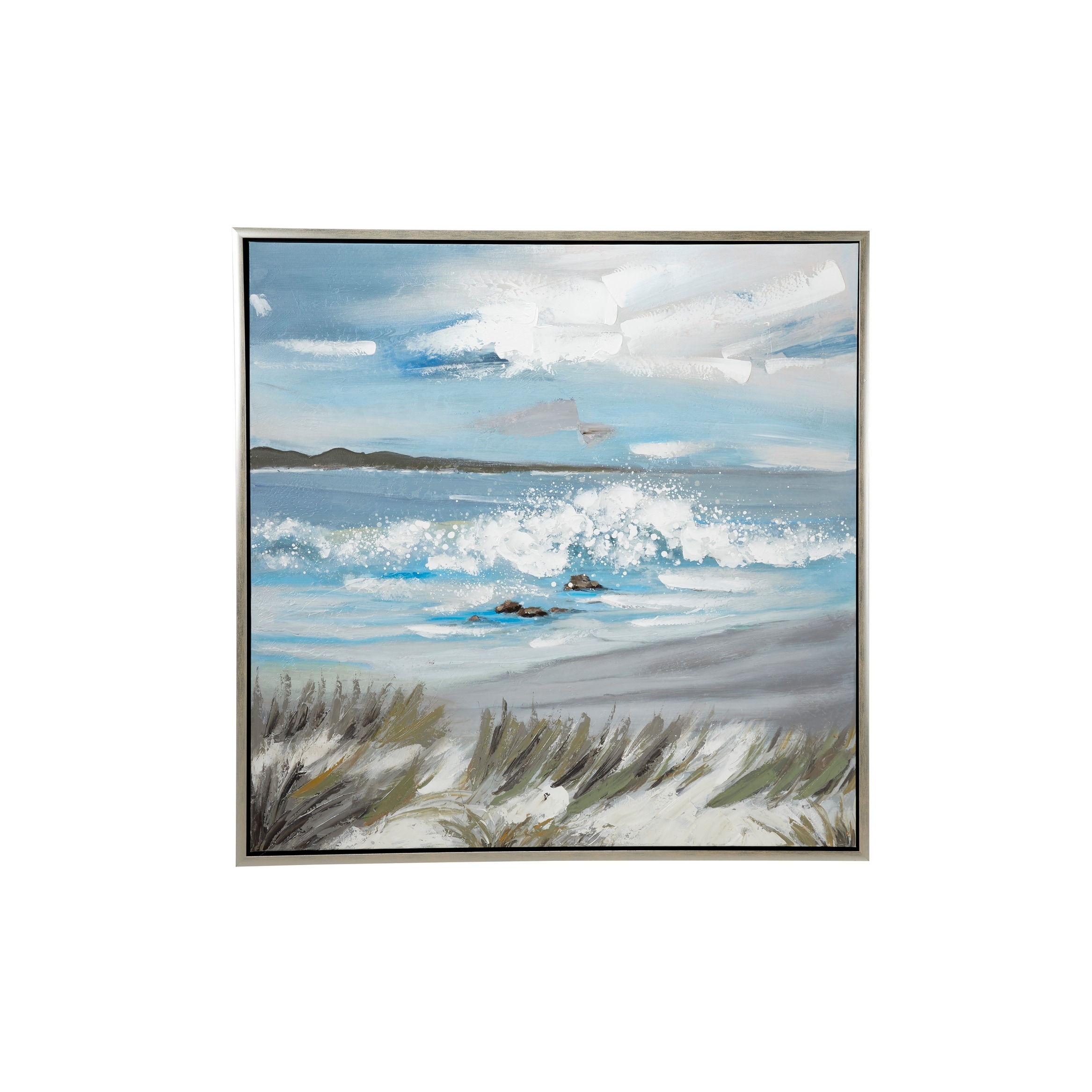 Rock Sea 10 x 10 in \u2013 One of a kind handmade acrylic on canvas Art. Shoreline Small original painting Coastal Estuary Landscape