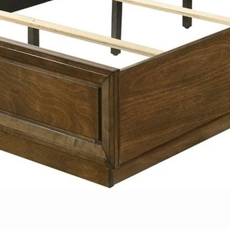 Rouk Twin Size Bed w Panel Headboard, Walnut Brown Okume Veneer