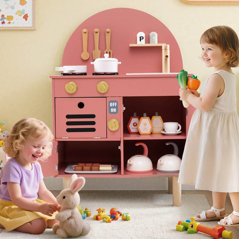 Costway Play Kitchen for Kids with Stoves Faucet Sink Microwave Oven - See Details