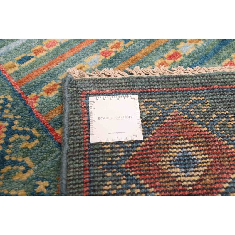 ECARPETGALLERY Hand-knotted Peshawar Ziegler Teal Wool Rug - 5'8 x 7'8