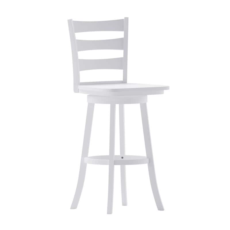 Ladderback Wooden Swivel Bar Stool with Footrest
