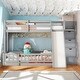 preview thumbnail 2 of 8, Grey Twin over Twin Bunk Bed with Safety Guardrails, Kids Beds with Slide and Storage Staircase