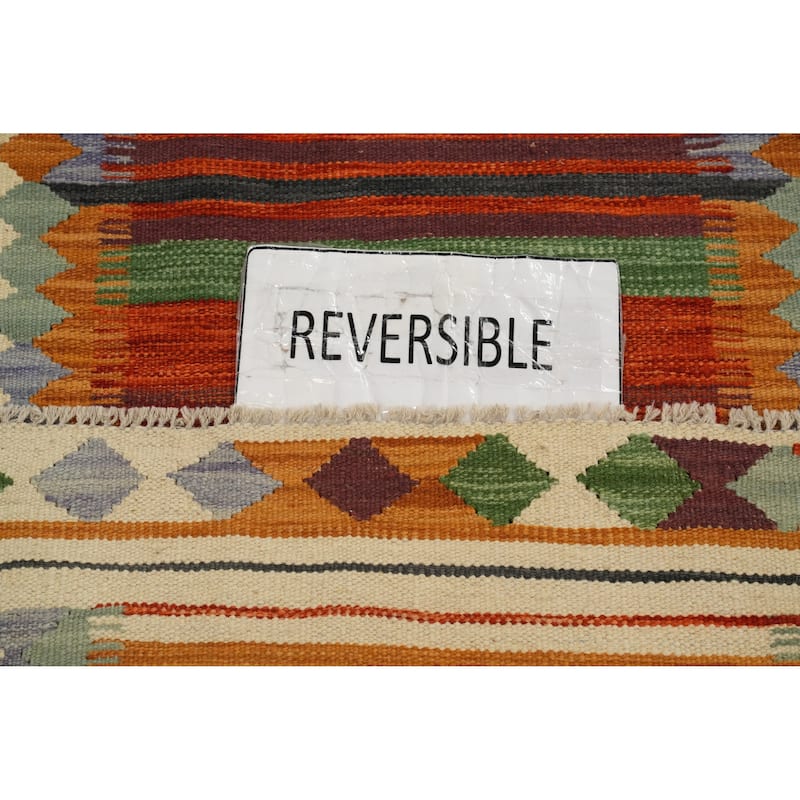 Hand Woven Oriental 100% Wool Carpet Southwestern Tribal Multi-Colored Kilim Runner Rug - 8' 2'' X 2' 3''