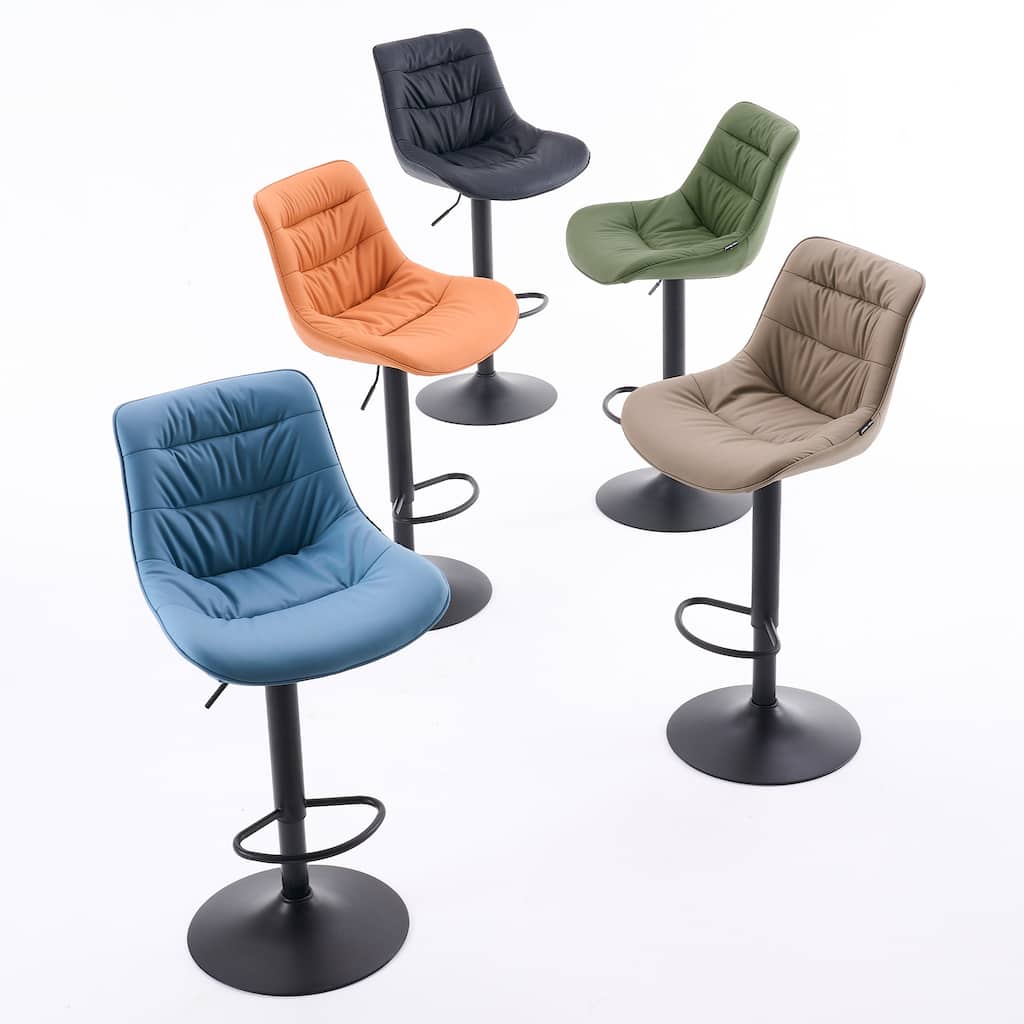 Adjustable Bar Stools Set of 2 Faux Leather Swivel Bar Chairs