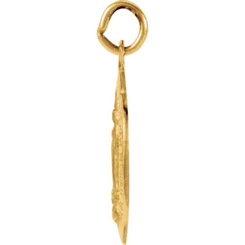 Curata 14k Yellow Gold 13x8mm Polished Oval Miraculous Medal Necklace, 16"