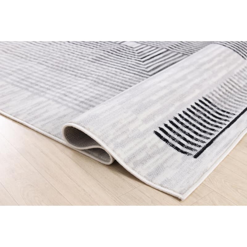 Dream Collection Geometric Moroccan Motif Black and Grey Rug