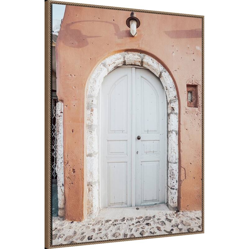 Santorini Dome Complement by Bella Eve Framed Canvas Wall Art Print - Sylvie Beaded Gold