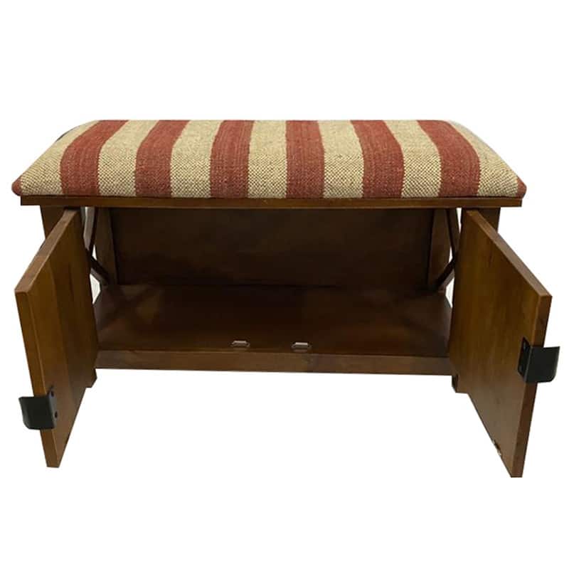 HERAT ORIENTAL Handmade Kilim Upholstered Storage Bench - Beige