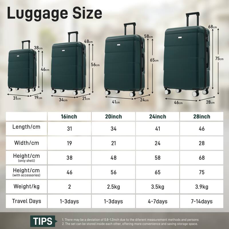 Hardshell Luggage Sets 6 Piece with 2 Bags,Carry on Suitcase with Handle Password Lock Double Spinner Wheels