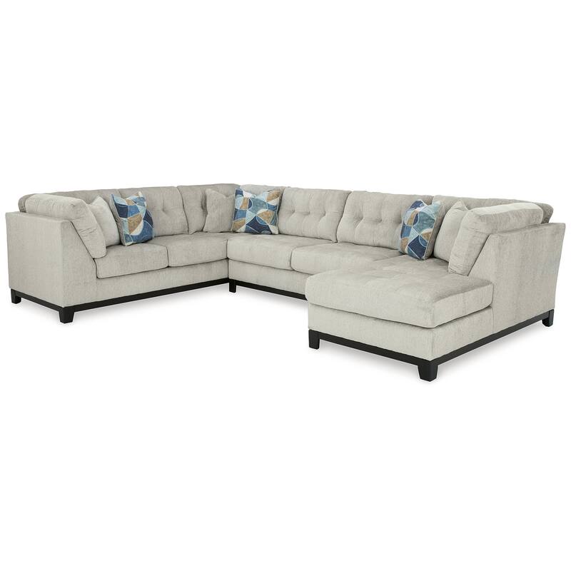 Signature Design by Ashley Maxon Place Light Gray 3-Piece Sectional with Chaise - 140" W x 100" D x 37" H