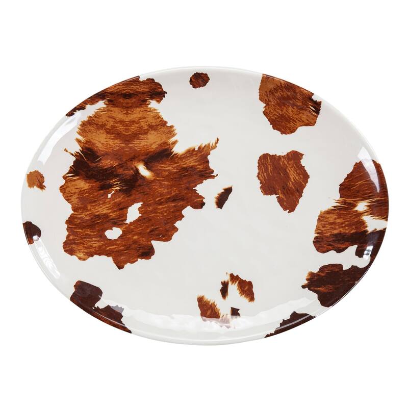 Paseo Road by HiEnd Accents Elsa Cowhide Melamine Serving Platter, Butterscotch, 1PC - Butterscotch - 1 Piece