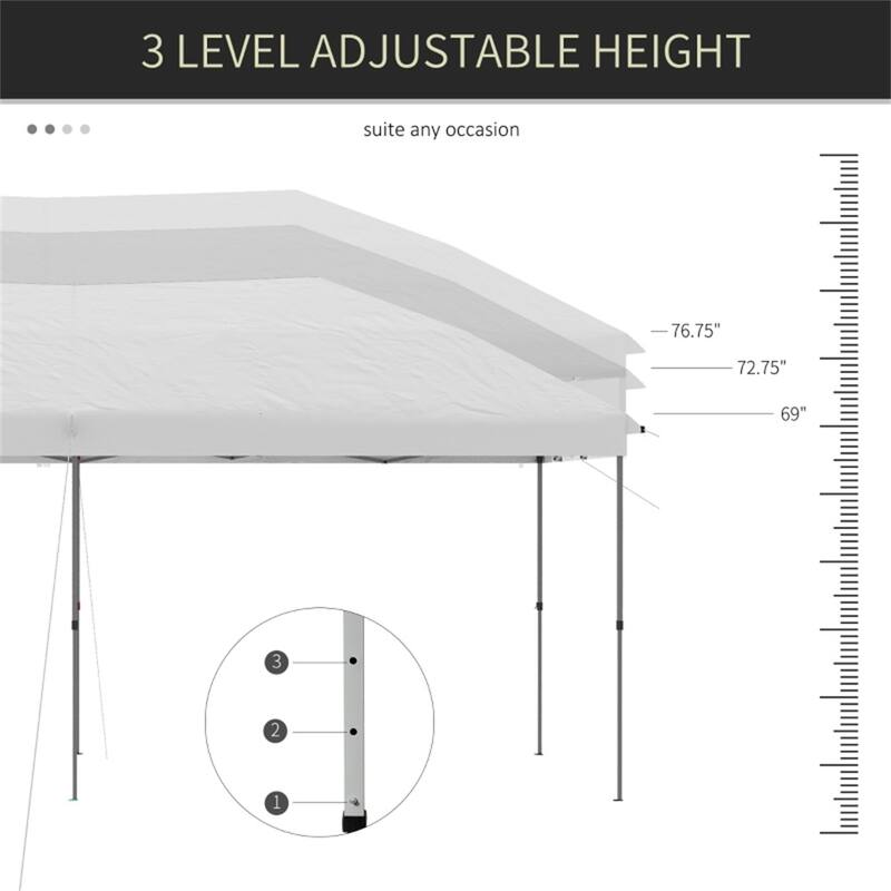 Pop-Up Canopy Tent with Steel Frame and Adjustable Slant Legs - 230.25” L x 116.25” W x 106.25” H