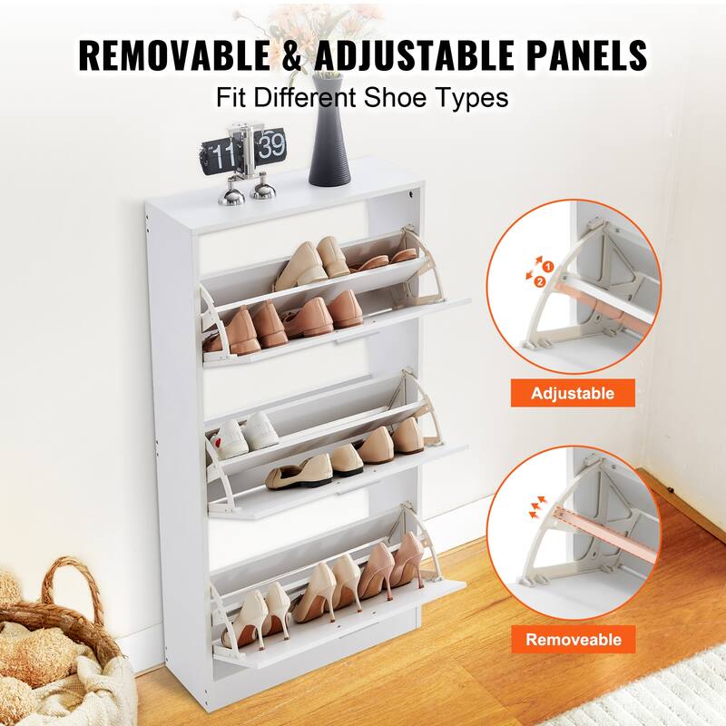 Shoe Cabinet with Flip Drawers, Shoe Storage Cabinet for Entryway, Free Standing Shoe Storage Organizer