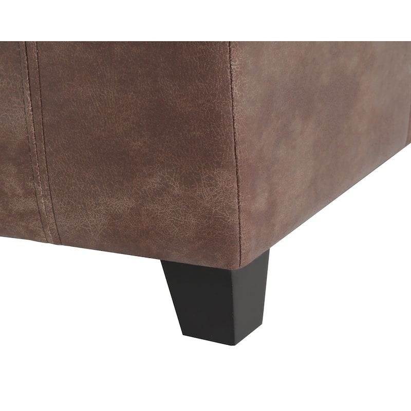 Adeco 48" Faux Leather Storage Ottoman Bench with Double-Stitch - 48.4"x14.96"x15.35"