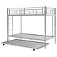 preview thumbnail 20 of 43, Twin over Twin Bunk Bed w/2 Side Ladder, Trundle and Guardrail, Modern Style Bunk Beds w/Slats, No Box Spring Required for Kids