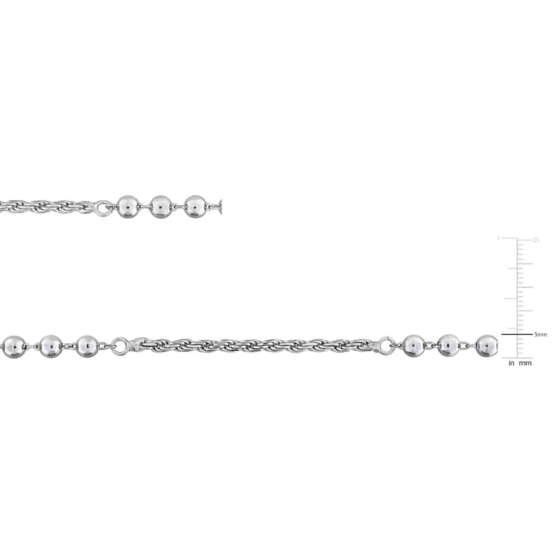 Miadora Sterling Silver Rope and Ball Chain Necklace and Bracelet Set