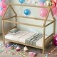 preview thumbnail 1 of 11, White Oak Rubber Wood House Bed,Twin Size Kids Bed White Oak