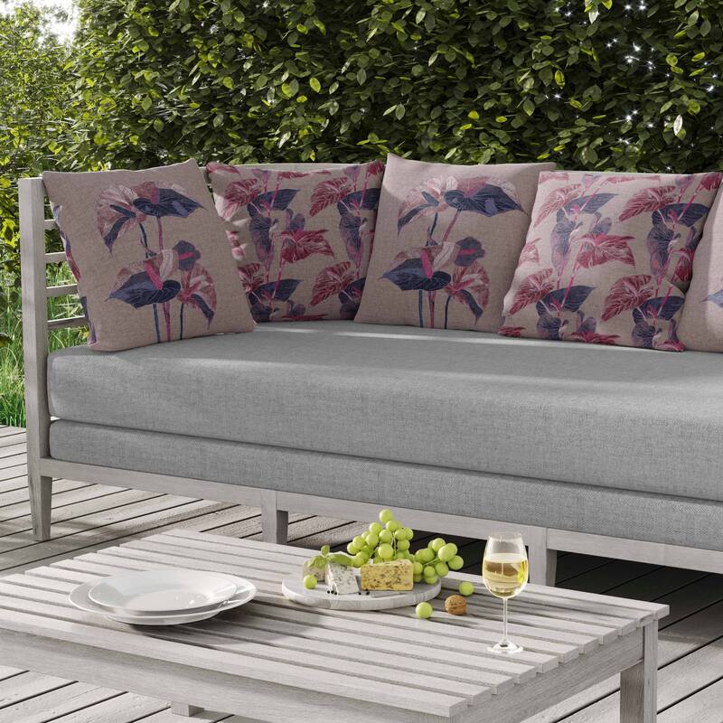 Anthurium Bloom Indoor/Outdoor Reversible Throw Pillow Lavender and Blue