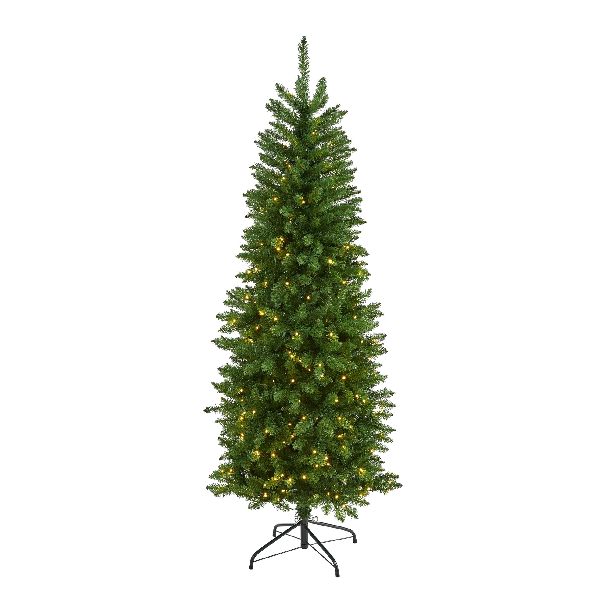6' Slim Green Mountain Pine Christmas Tree with 250 Clear LED Lights