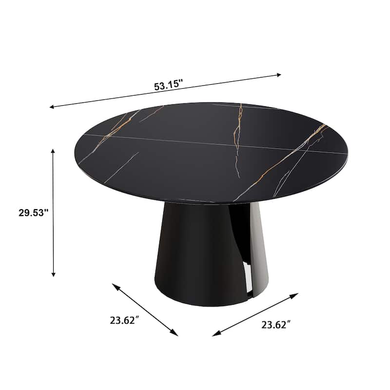 53" Dining Table Round Marble Kitchen Table, Sintered Stone Panel Table