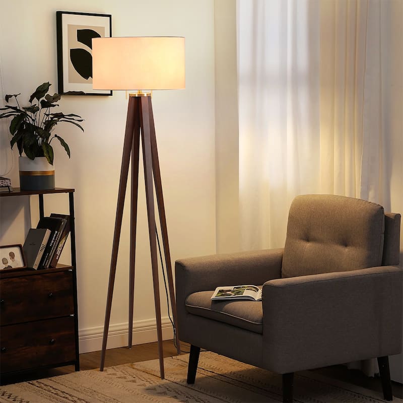NOVA of California Quattro Floor Lamp Dark Walnut Wood Finish