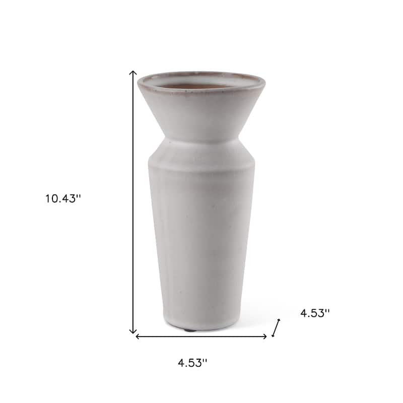10" Cream Ceramic Table Vase - 4.53