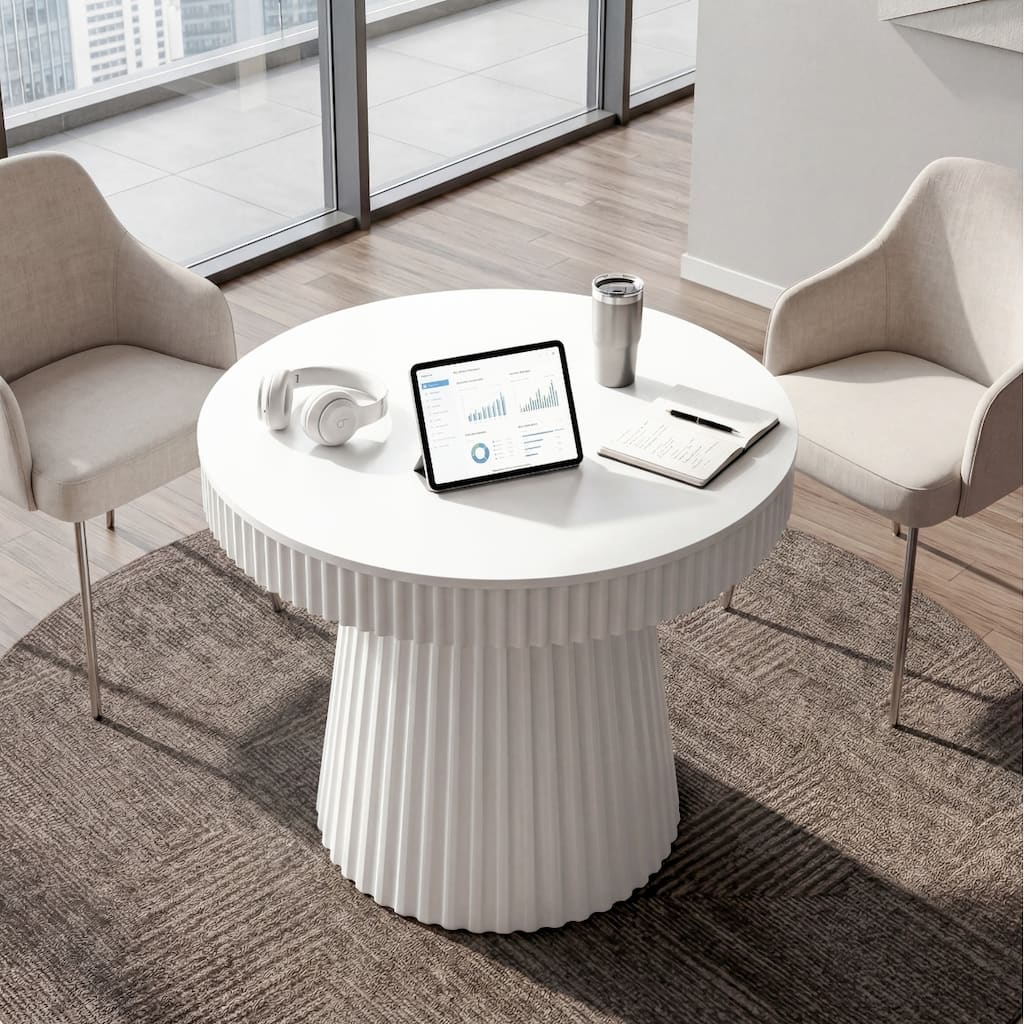 Round Conference Table, Modern Small Meeting Table, Discussion Office Table for Home Office, Breakroom, Negotiation