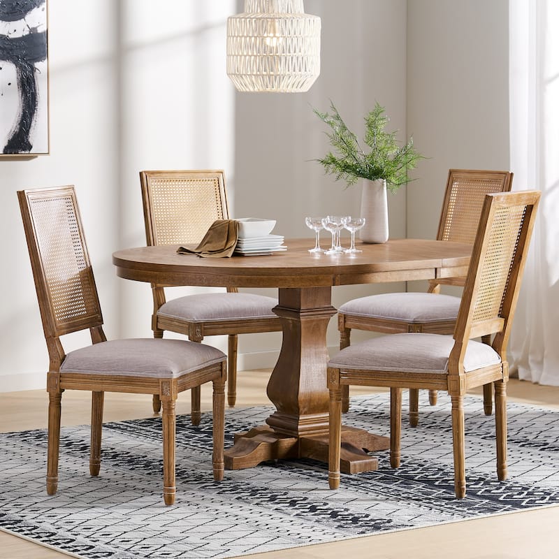 Pampas Wood and Cane Dining Set by Christopher Knight Home