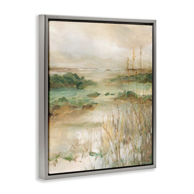 Stupell Abstract Marshland Pond Framed Floater Canvas Wall Art Design By Carol Robinson