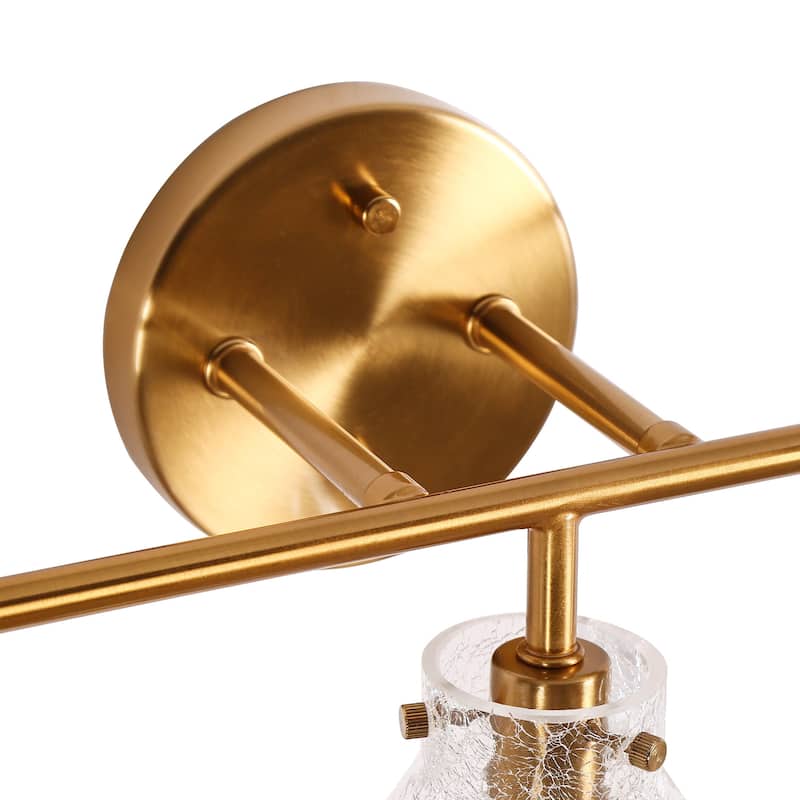 Modern Gold 3-Light Bathroom Vanity Light Glass Wall Sconces - W 23.6" x D 7" x H 10"