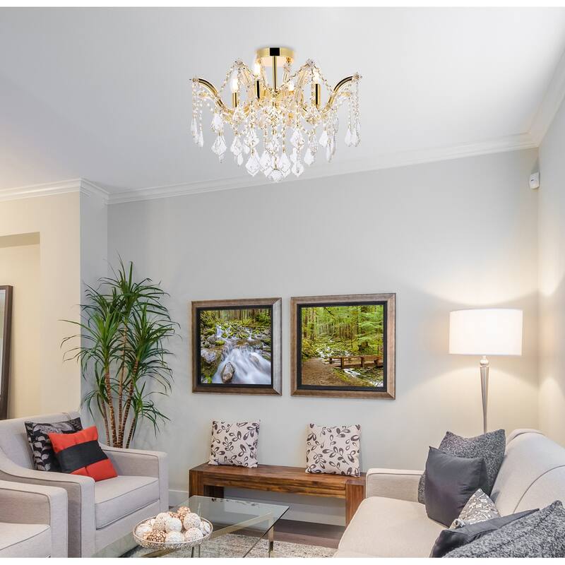 Fleur Illumination Flush Mount D:18in H:15in Lt:4 Gold Finish