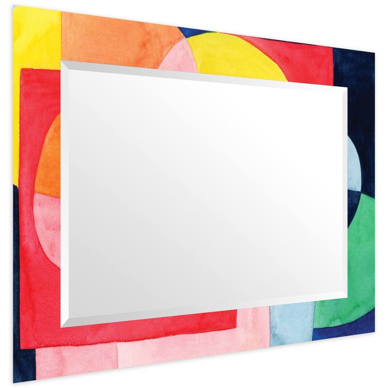 Launder Rectangular Beveled Mirror on Free Floating Printed Tempered Art Glass - Clear - 40" x 30"