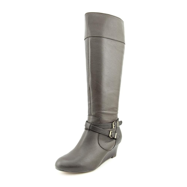 Giani Bernini Kalie Women Round Toe Leather Brown Knee High Boot