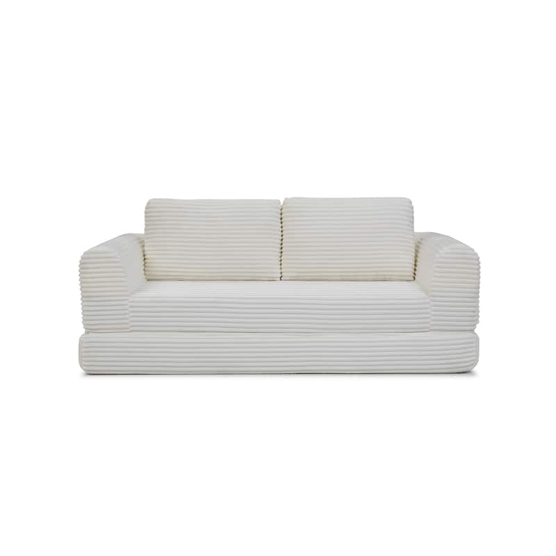 Modern Corduroy Sleeper Couch , Futon Modular Upholstered Boneless Sofa