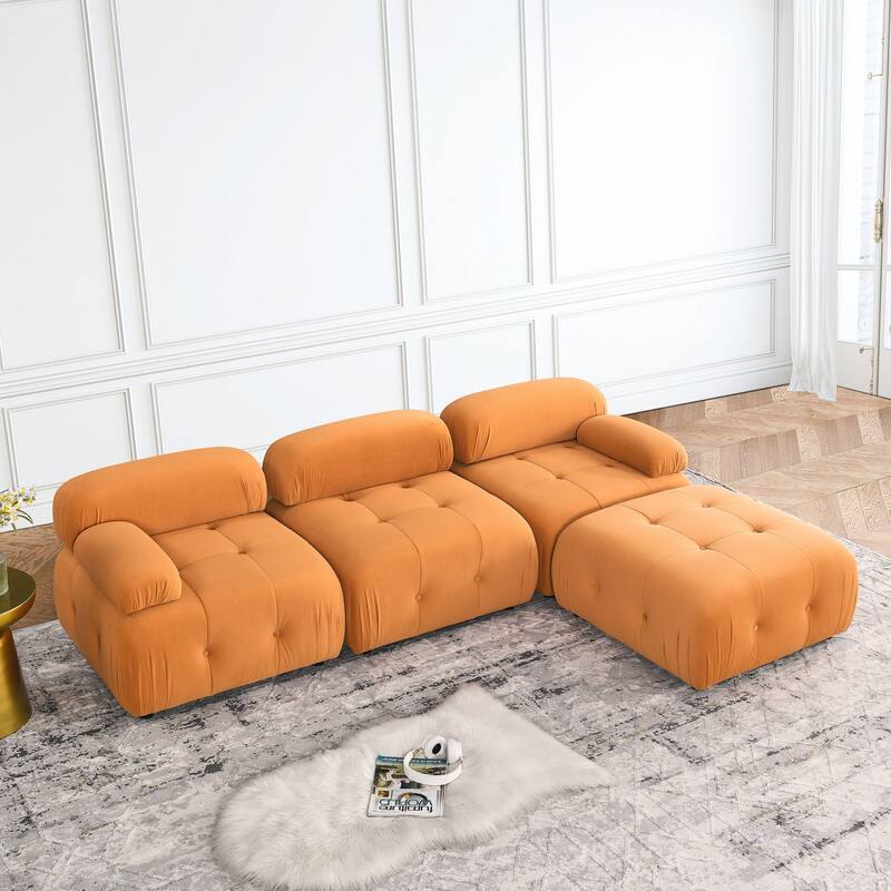 Modular Sectional Sofa L Shaped Couch with Reversible Ottoman