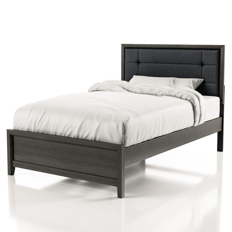 Aury Transitional Grey Wood Tufted 4-Piece Panel Bedroom Set by Furniture of America