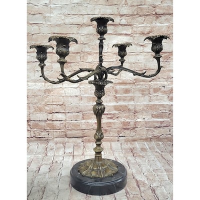 Hot Cast Bronze Victorian Candelabra Candle Holder Antique Style Sculpture By Milo