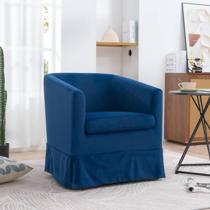 Solid Wood Frame Padded Seat Swivel Chair.