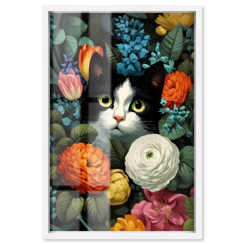 Secret Garden Cat Shadowbox by Art Remedy - White - 10" x 15"