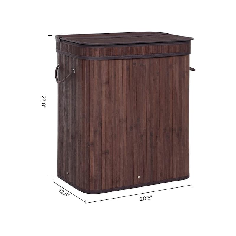 26.4-Gallon Foldable Wicker Laundry Hamper with Cotton Bag Handles and Removable Liner - 20.5"L x 12.6"W x 23.8"H