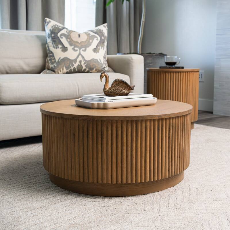 Maven Lane Dallas Round Wooden Coffee Table - Natural