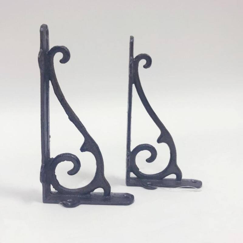 Set Of 2 Dark Brown Cast Iron Shelf Bracket
