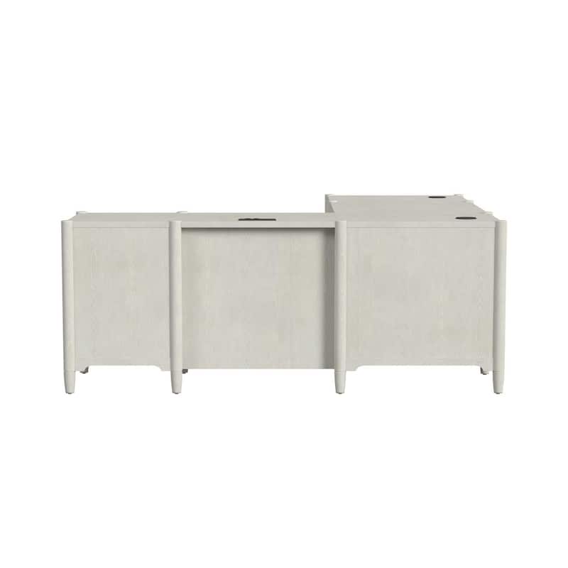 Executive Wood Double Pedestal L-Desk, Corner Table, Office Storage, White