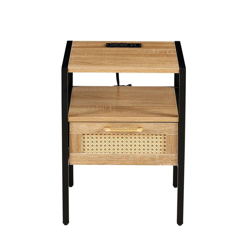 Modern Nightstand with Power Outlet and USB Ports