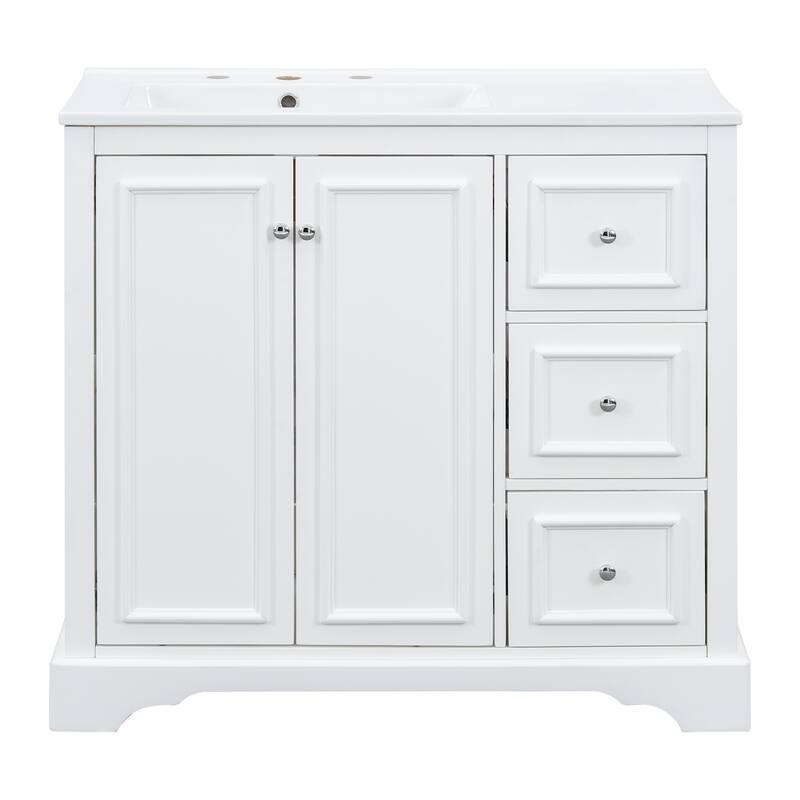GDFStudio - Seren Bathroom Vanity with Ceramic Sink, Soft-Close Door, Shelf & 1 Drawer