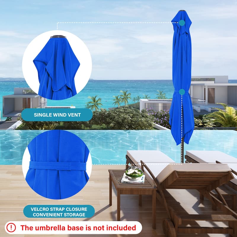 6.5*10ft Rectangular Patio Market Umbrella with Crank & Tilt, UV & Water-Resistant Canopy