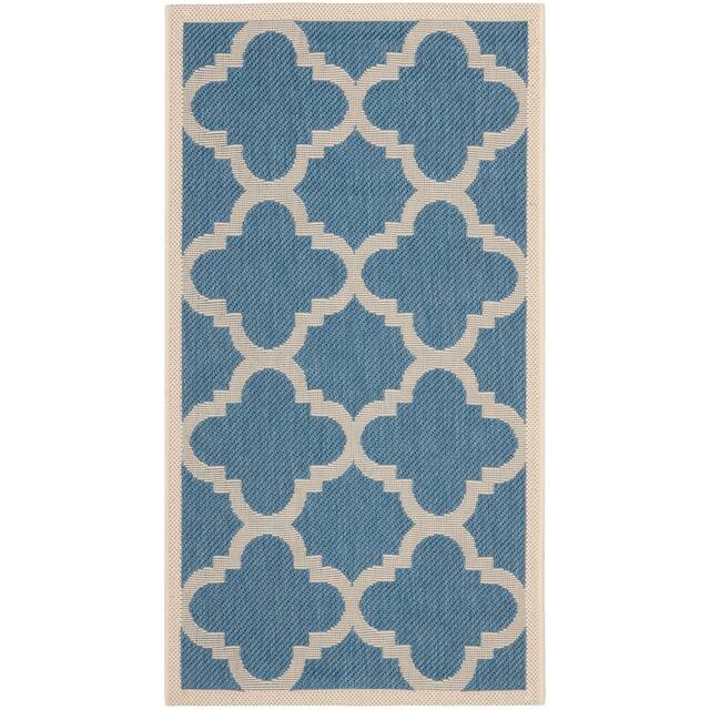 SAFAVIEH Courtyard Maryanne Indoor/ Outdoor Waterproof Patio Backyard Rug - 2' x 3'7" - Blue/Beige
