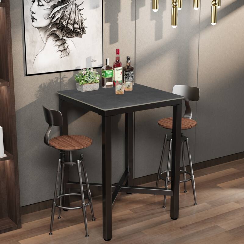 Square Cocktail Pub Bar Table Sintered Stone Tabletop - 28"W x 28"D x 42"H