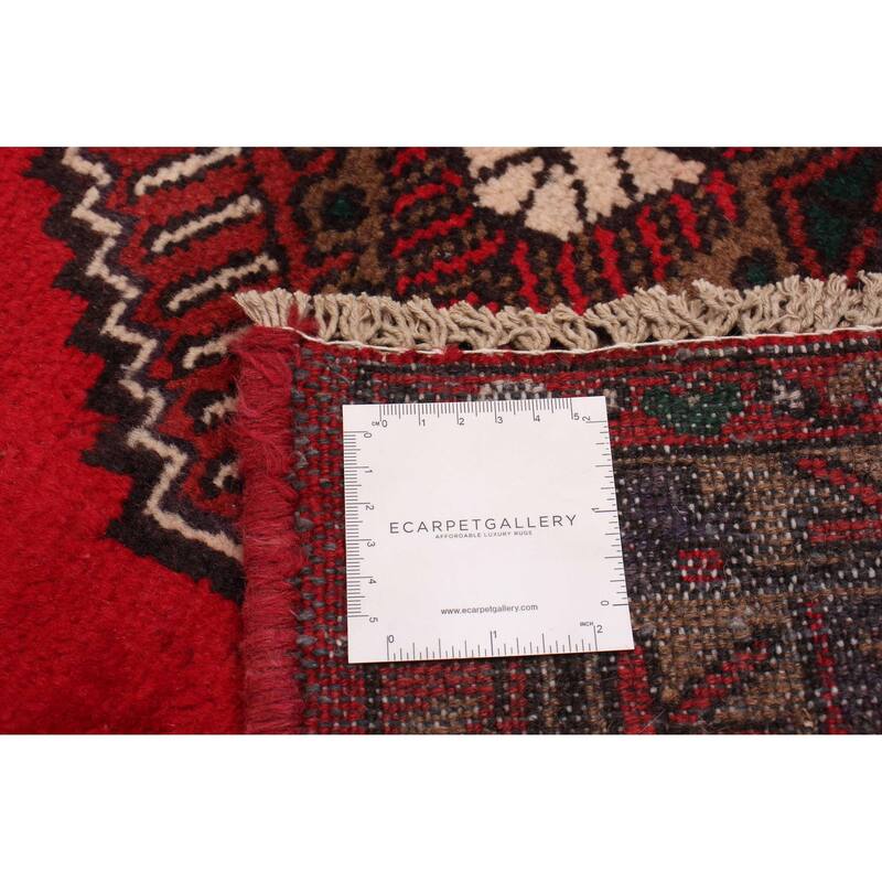 ECARPETGALLERY Hand-knotted Andelz Red Wool Rug - 3'4 x 9'4
