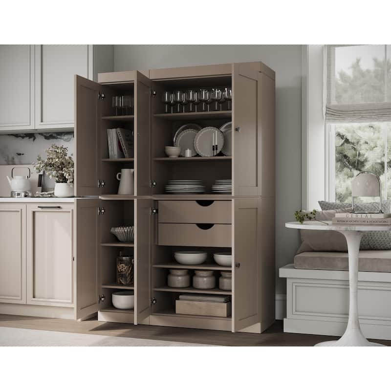 Palace Imports 100% Solid Wood 48.5" Pantry Cabinet with Shaker Doors, 2-Drawers and Adjustable Shelves